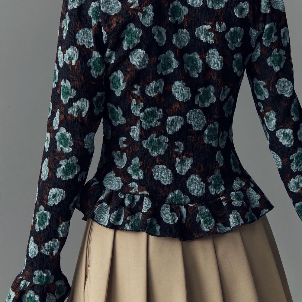 Anthropologie Maeve V Neck Ruffle Top - Picture 2 of 9